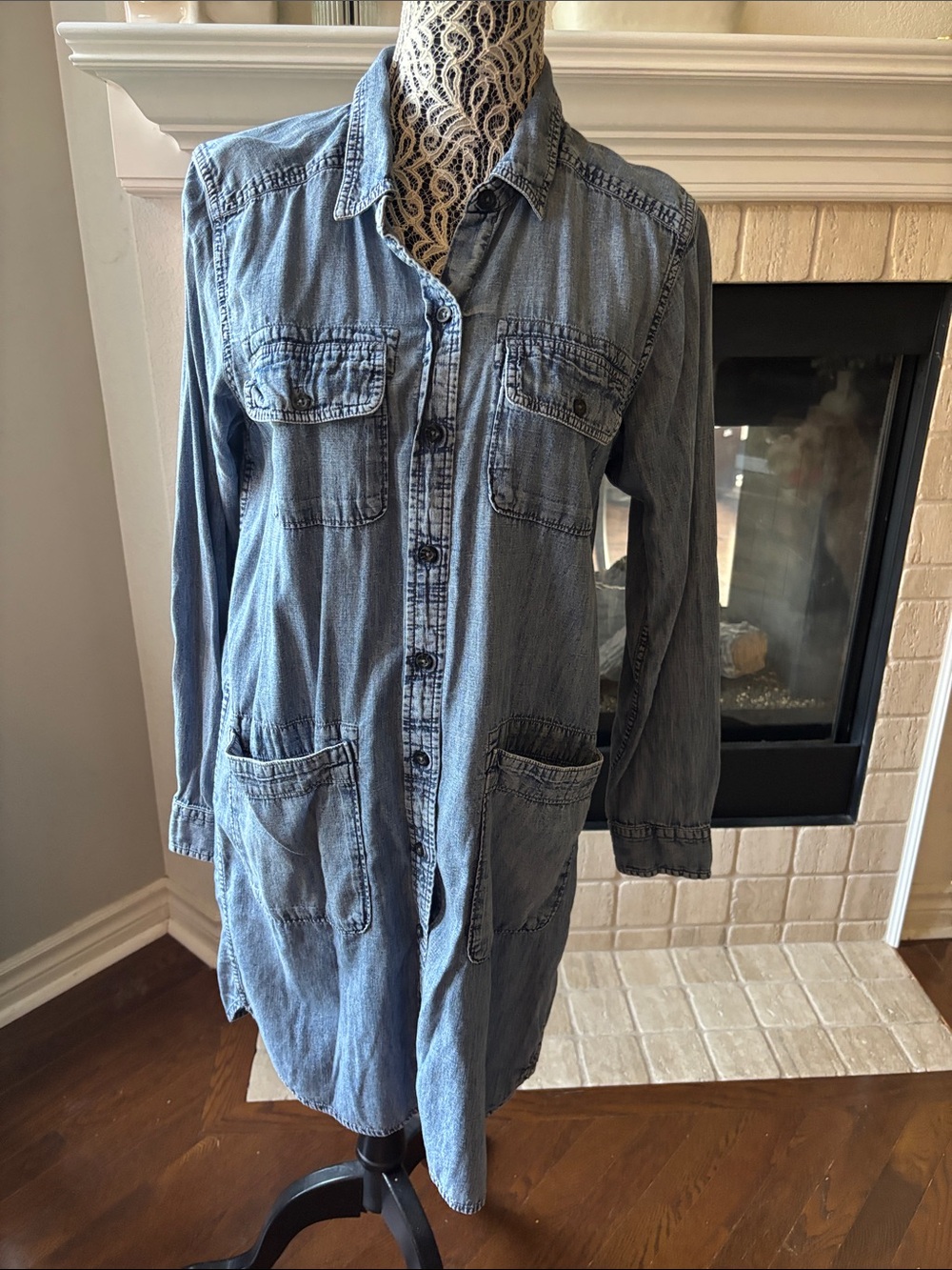 Kavu True Outdoor Wear Light Wash Denim Shirt Dress